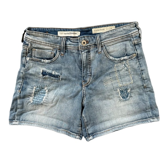 Anthropologie Pilcro Light Wash Patchwork Hi Rise Slim Boyfriend Shorts Size 28 - Picture 5 of 8